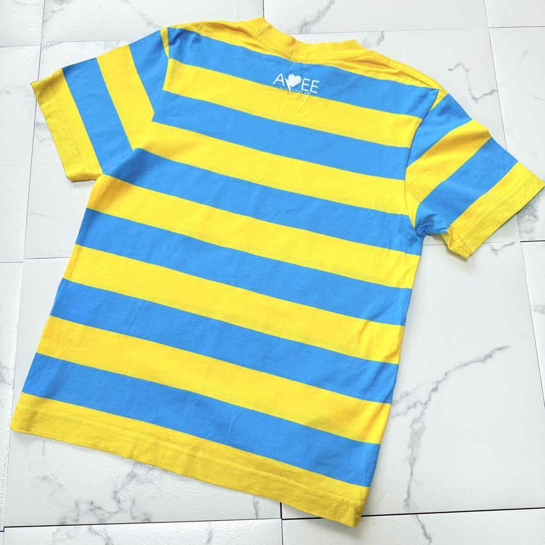ベイビーマイロ ア ベイシング エイプ ロゴ ボーダー イエローブルー Tシャツ ベイビーマイロ ア ベイシング エイプ ロゴ ボーダー イエロー