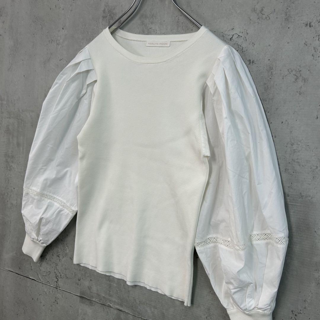 美品 MARILYN MOON カットソー シャツ ボリューム スリーブ 切替