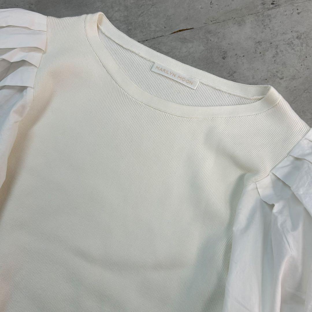 美品 MARILYN MOON カットソー シャツ ボリューム スリーブ 切替