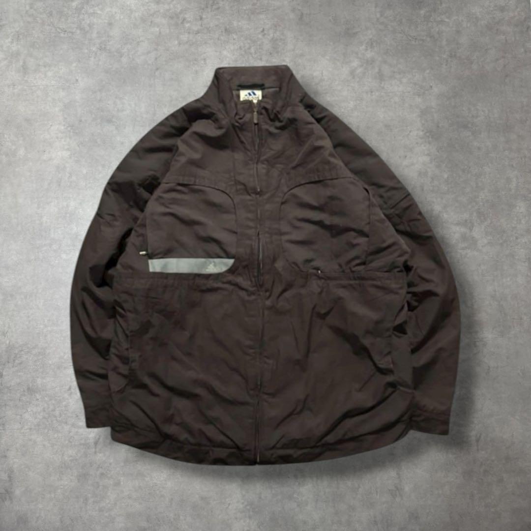 2001年製adidas古着ウォームアップジャケットアウターブラウン T44L・adidas