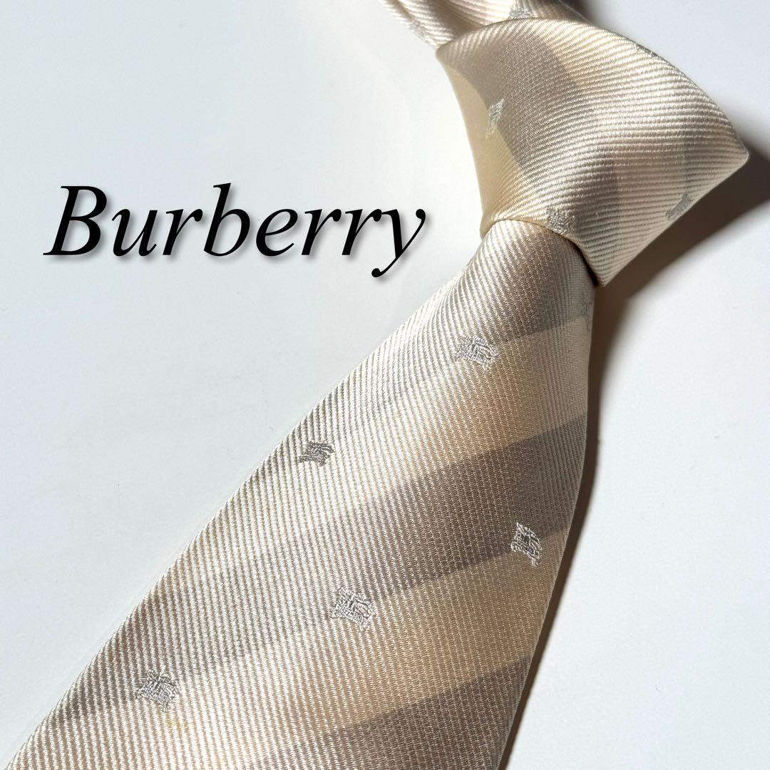 【美品】 Burberryバーバリー ストライプ柄 ネクタイ 高級シルク100%