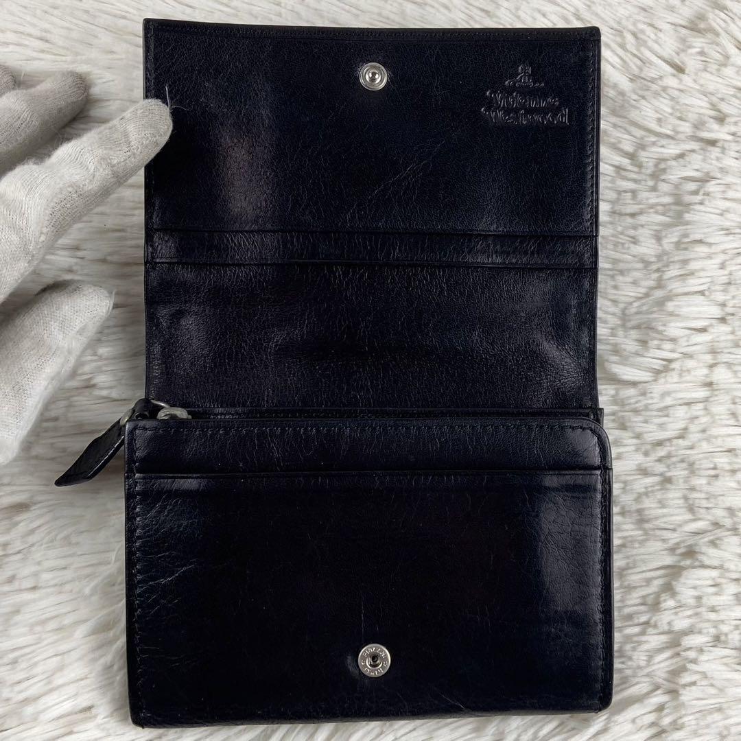 極美品 ヴィヴィアンウエストウッド レザー 折り財布 オーブ