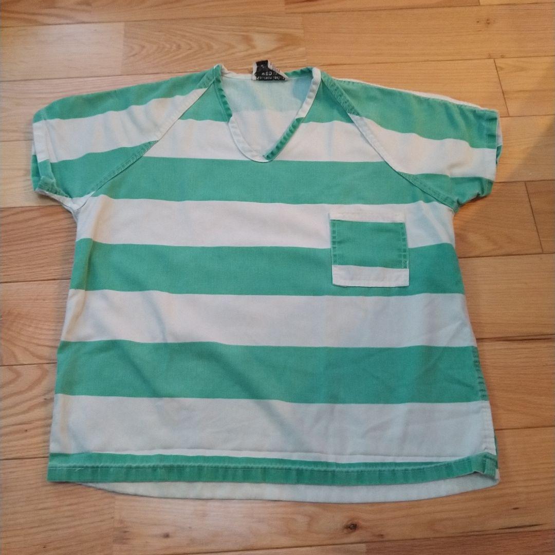 80s ビンテージプリズナーprisoner 囚人服黒ボーダーパンツ1