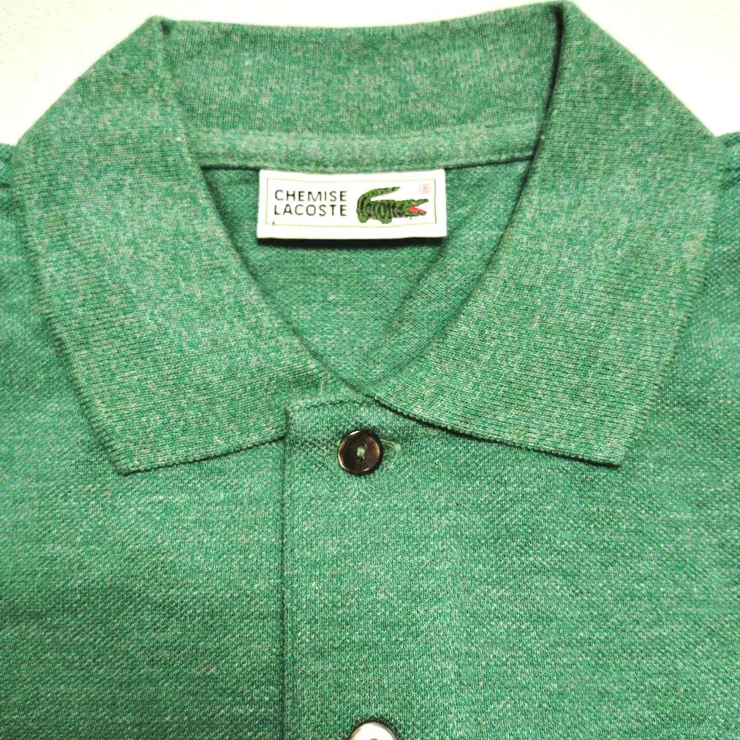 CHEMISE LACOSTE 長袖ポロシャツ 緑 日本サイズLL 鹿の子柄
