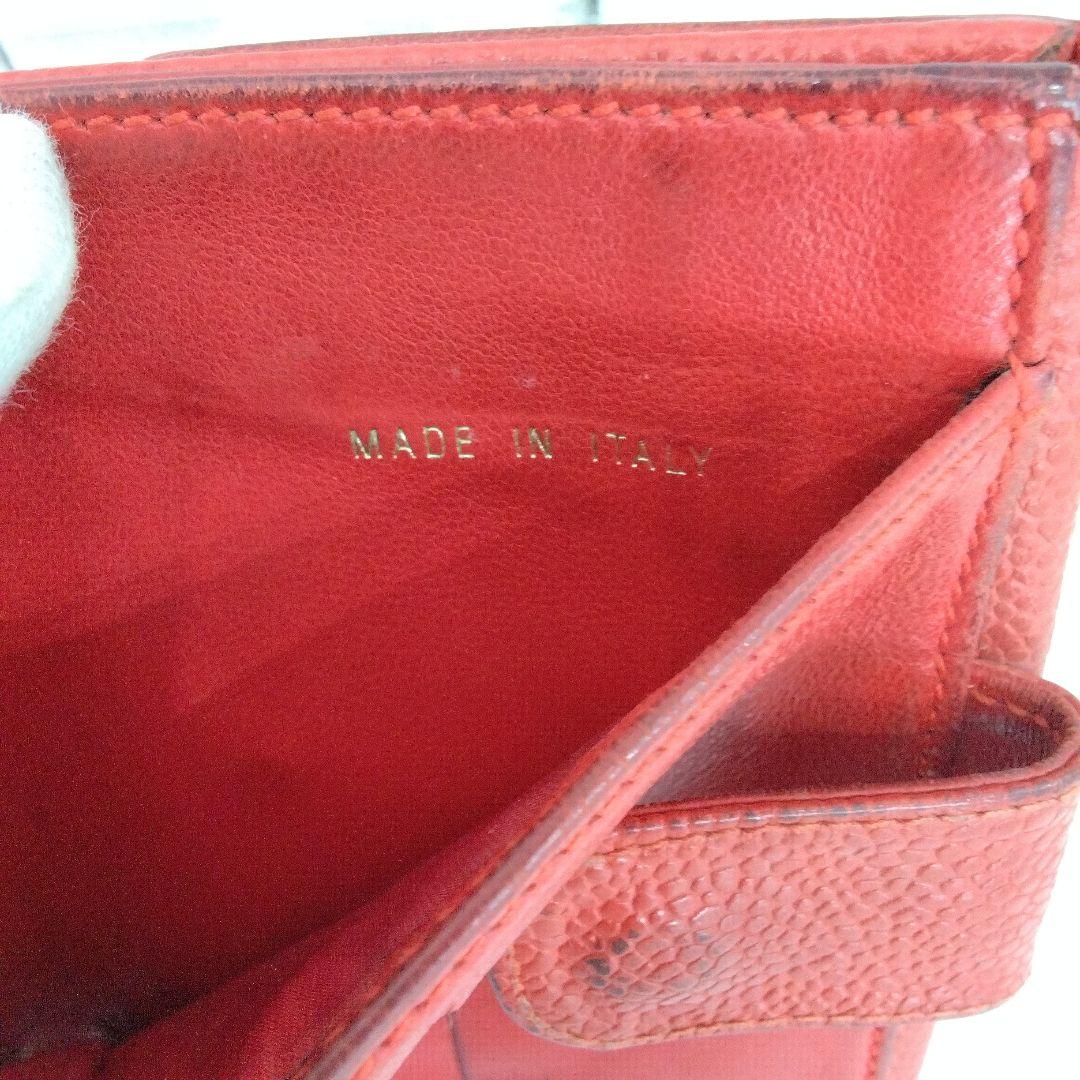 CHANEL キャビアスキン二つ折り財布 レッド 中古品アウ