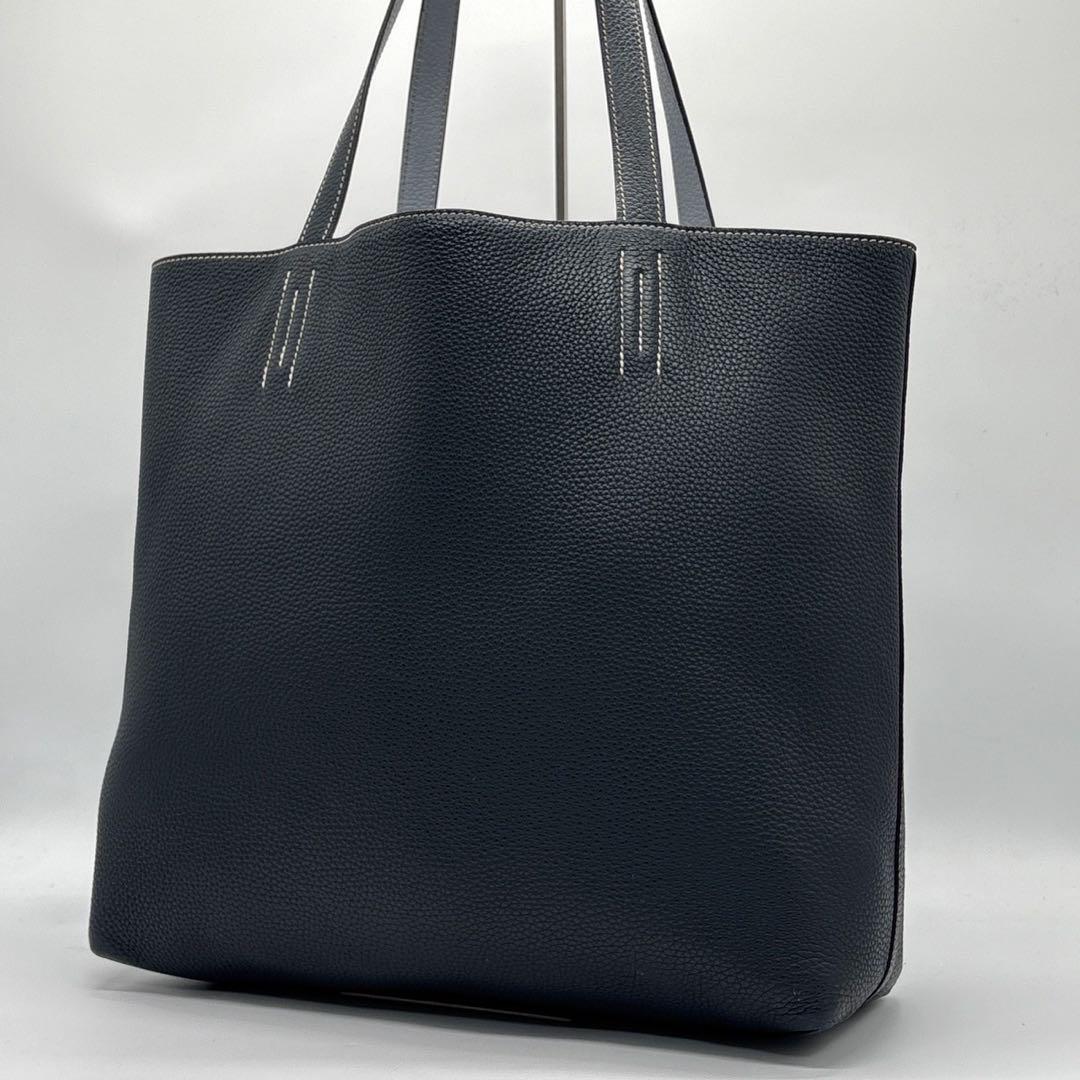 美品✨ エルメス HERMES トートバッグ ネイビーブルー リバーシブル