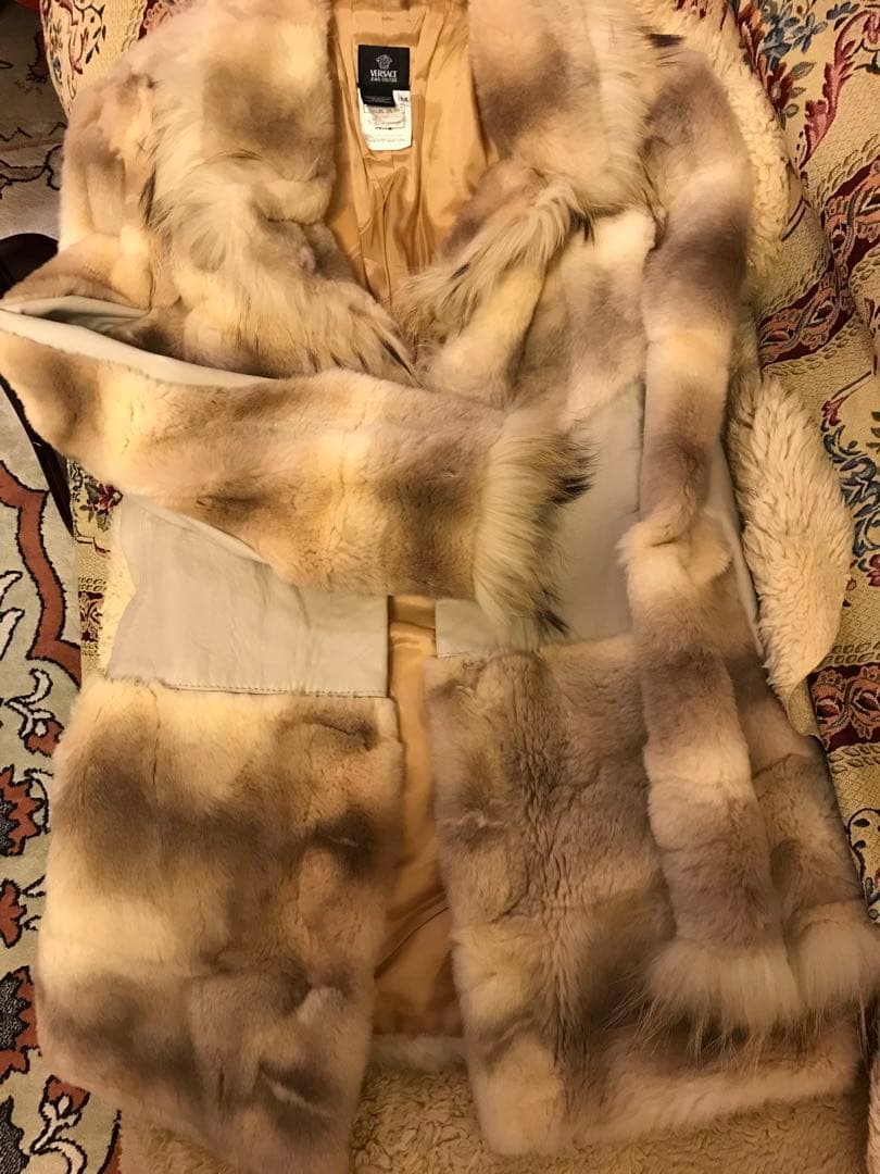 毛皮＆本革レザーファージャケットコート伊製M