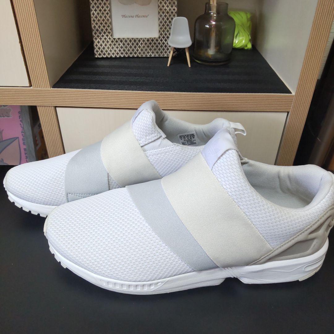 adidas zx flux slip on white ホワイト　28cm