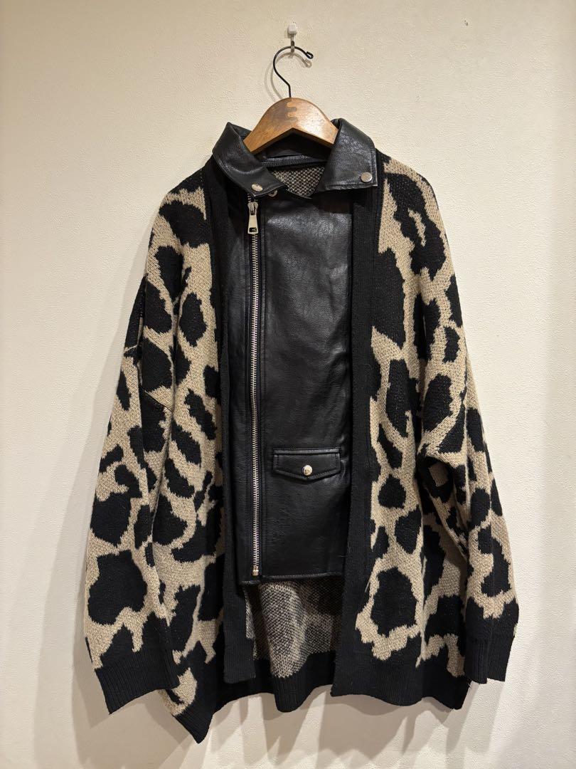 MICALLE MICALLE フェイクレザー　ライダース　レオパードパード柄 MICALLE MICALLE フェイクレザーライダースレオパードパード柄