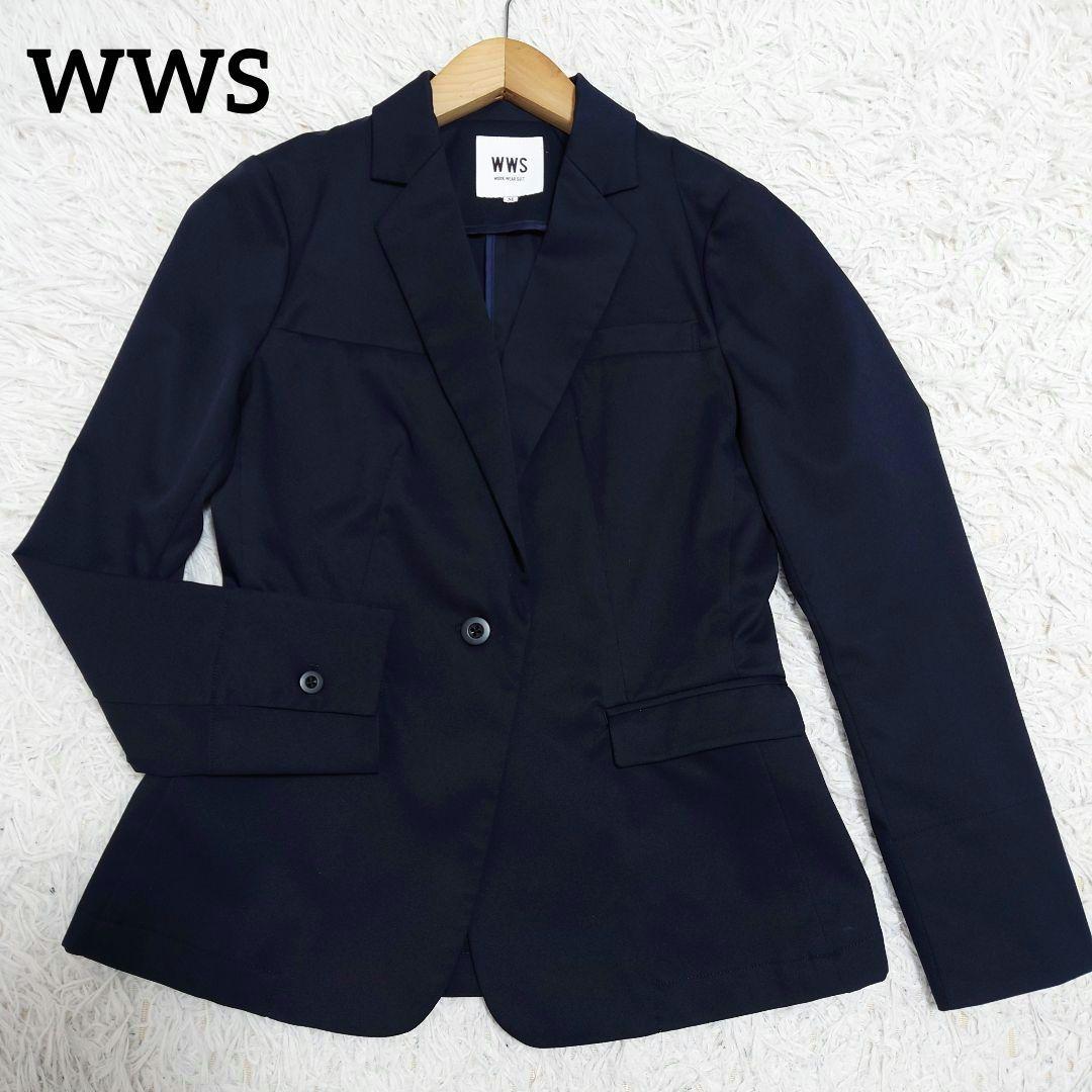 WWS　テーラードジャケット　サマーアンコン　ストレッチ　ネイビー　M