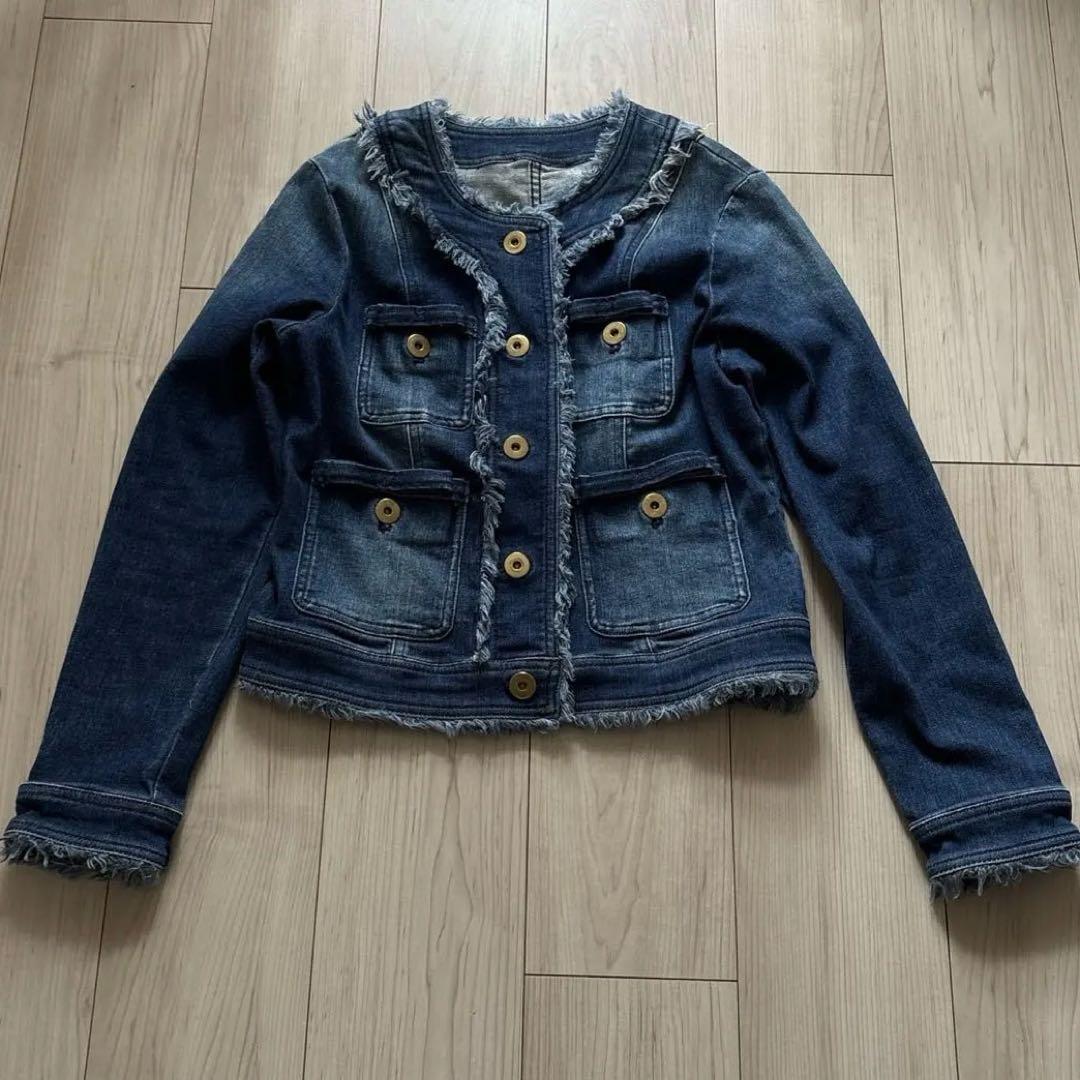 ローズティアラ ノー デニムジャケット フリンジ 40L・Rose Tiara