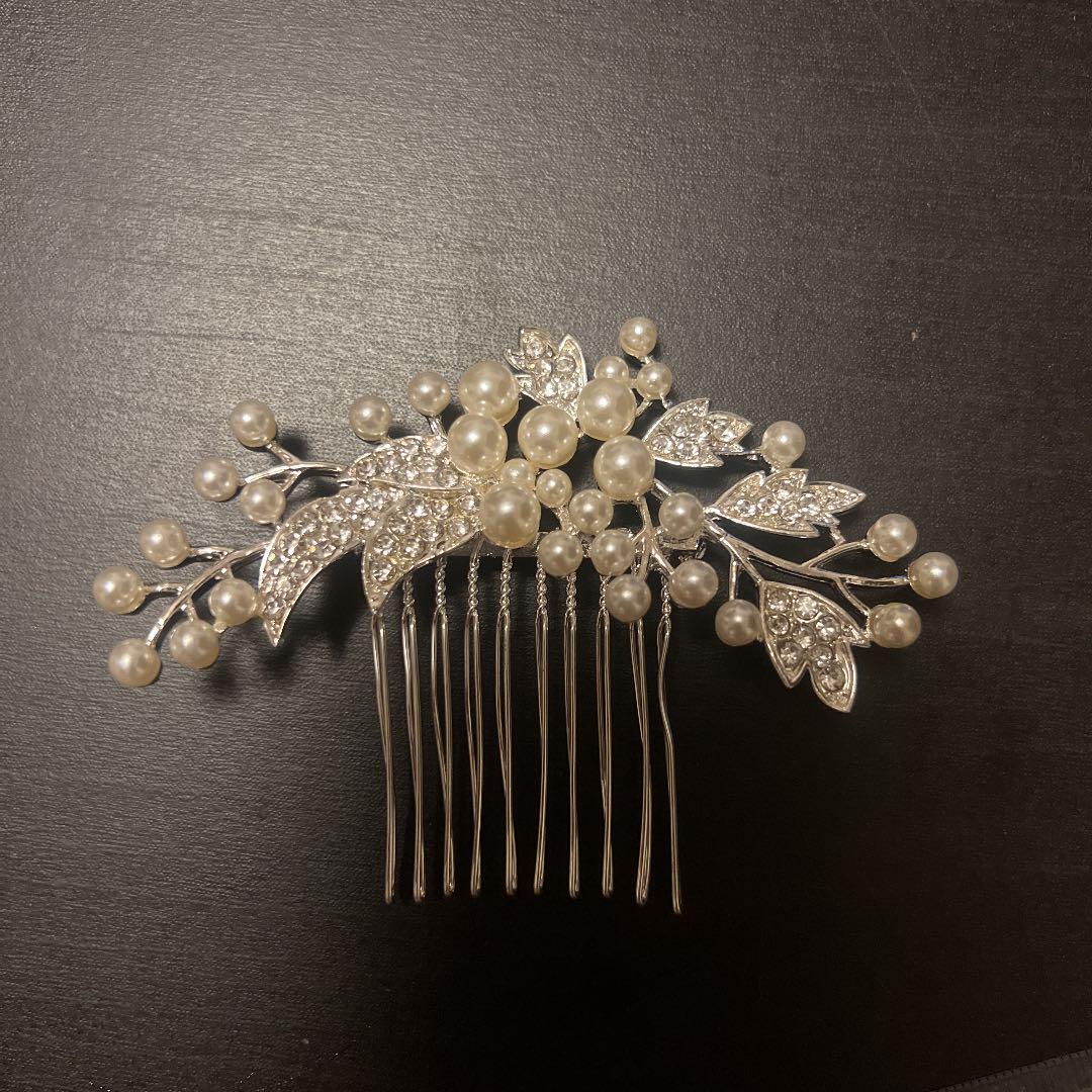 ウェディング ヘッドドレス ヘアピン パール ストーン