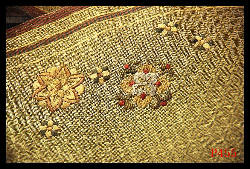 P455厳選西陣 刺繍 宝相華紋 手仕事の結晶 正絹純金糸太鼓柄高級