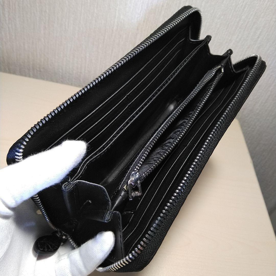 クロコダイル 王冠 センター取り一枚革 R.F長財布 黒光&薄墨 069996W