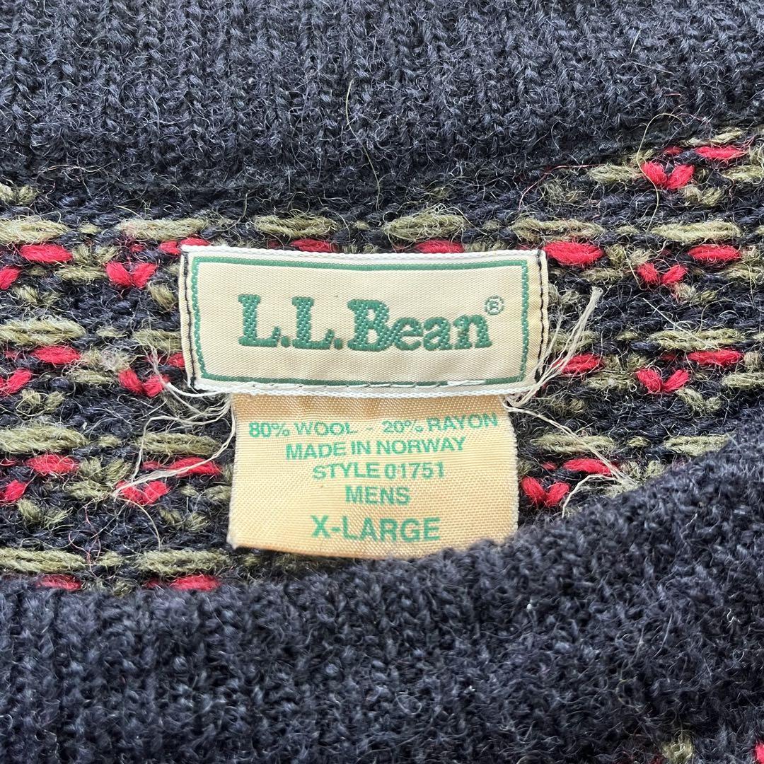80s VINTAGE LLBEAN バーズアイ ニット セーター M ワイン
