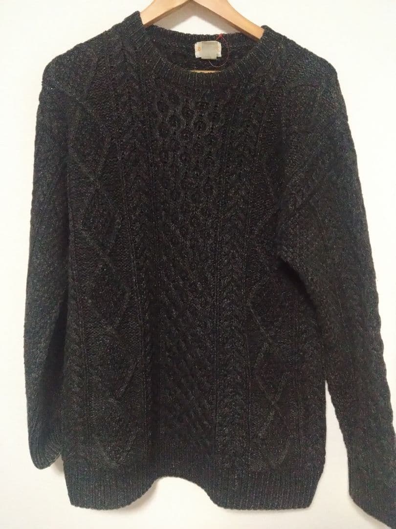 BEAMSビームス ダークグレー フィッシャーマン　ニット　 L　アランモデル