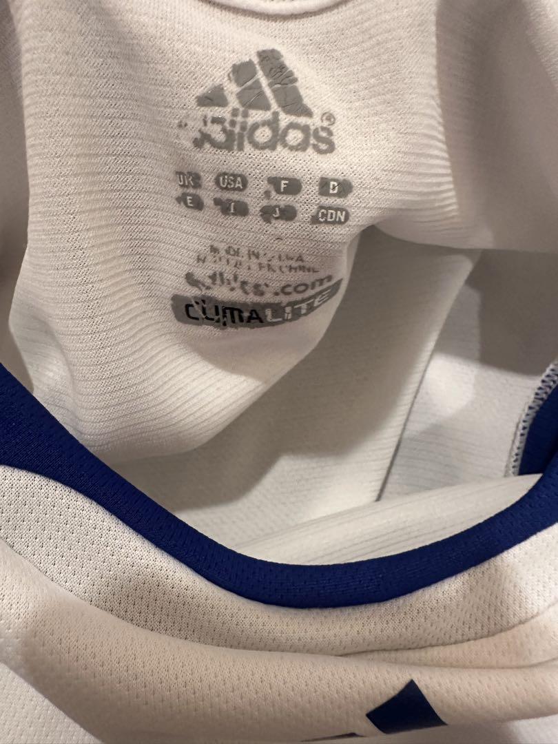 adidas サッカーシャツ 白/青/赤