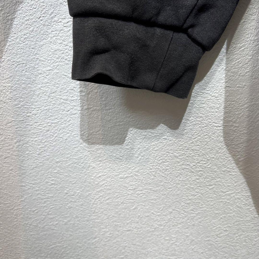 【US規格】希少 adidas ワンポイント ロゴ刺繍 ラインパーカー 黒 XL