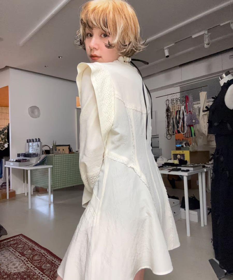 mame - fetico LACE-PANELED JACKET アイボリー 未使用】FETICO フェティコ LACE-PANELED JACKET 白の通販 by