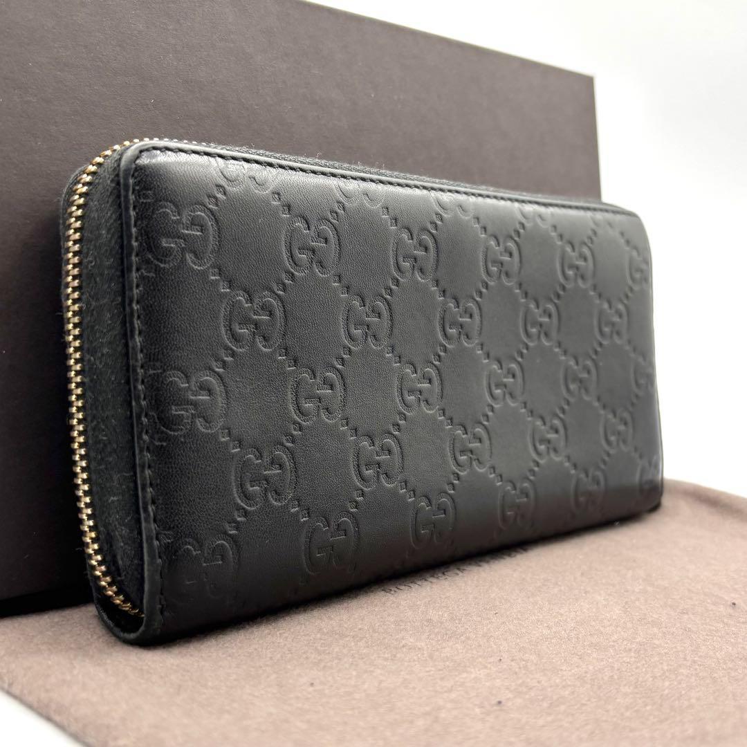 i52 GUCCI グッチ　長財布　ブラック　シマレザー　プレート i52 GUCCI グッチ 長財布 ブラック シマレザー プレートΩ
