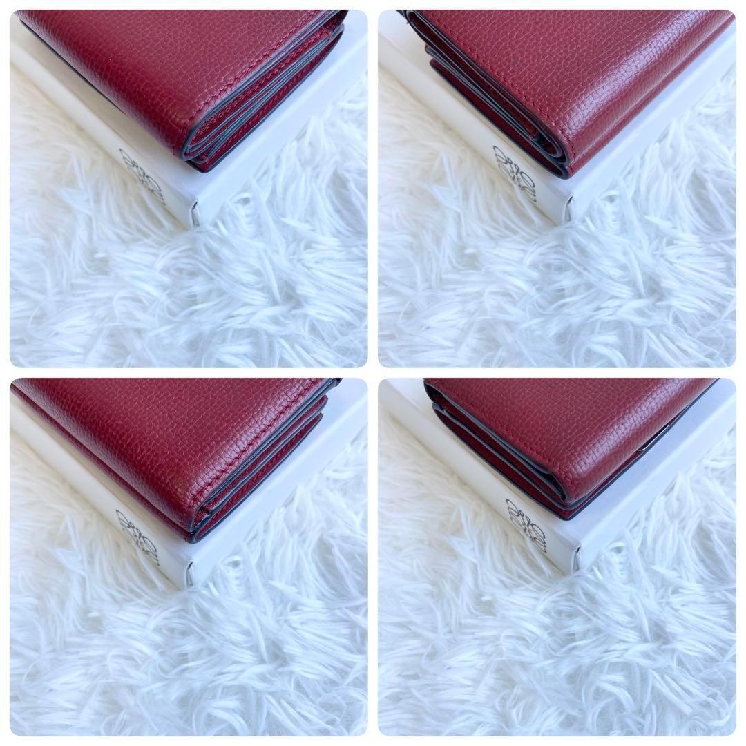 美品✨希少カラー✨ ロエベ 三つ折り財布 アナグラム金具 トライフォールド