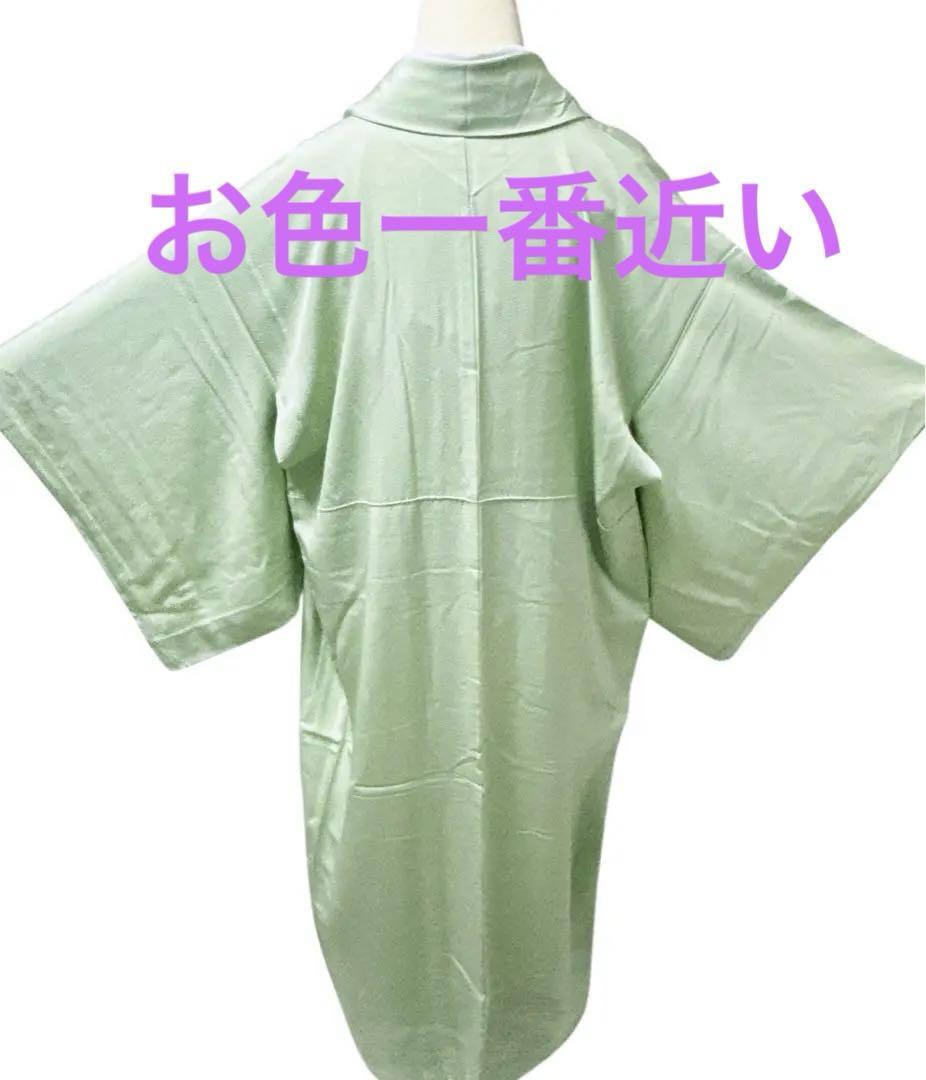 A69愛華 夏着物 色留　単衣　刺繍スワト銀糸　グリーン　手縫い仕立て正絹 A69愛華 夏着物 色留 単衣 刺繍スワト銀糸 グリーン 手縫い