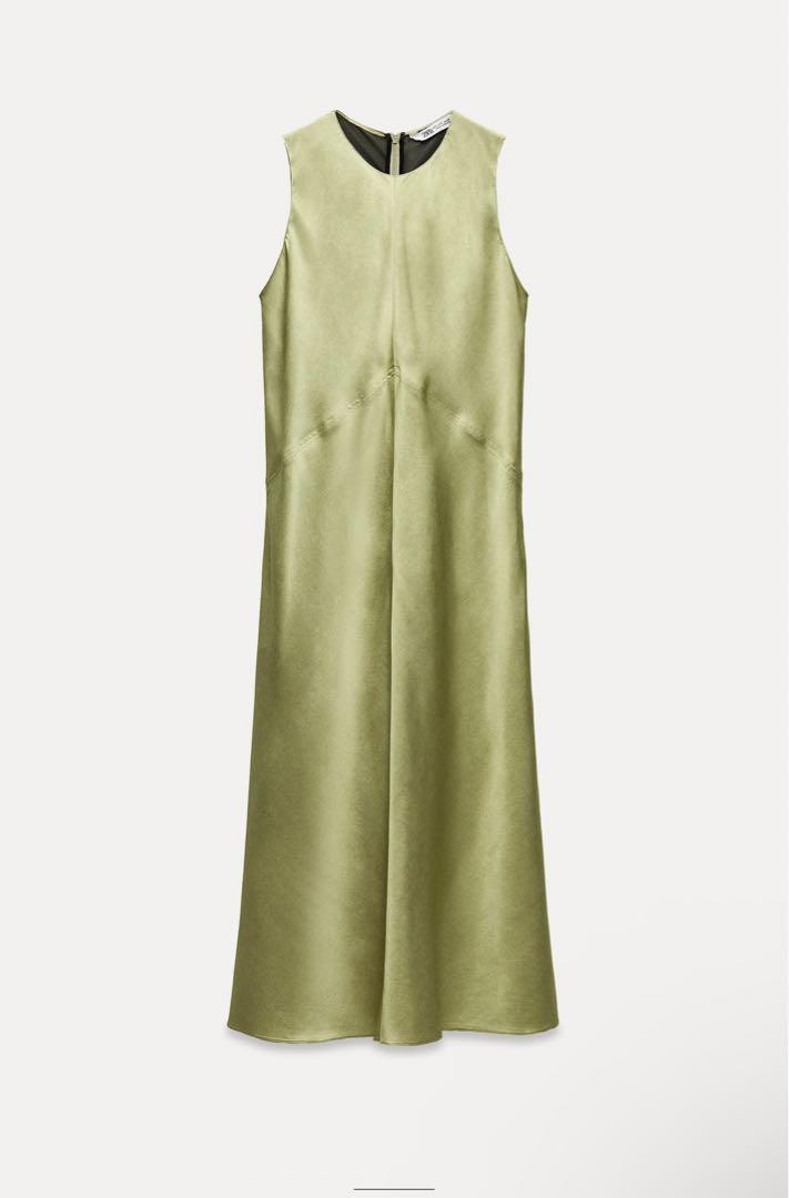 新品未使用 ZARA ノースリーブサテンワンピース Sサイズ