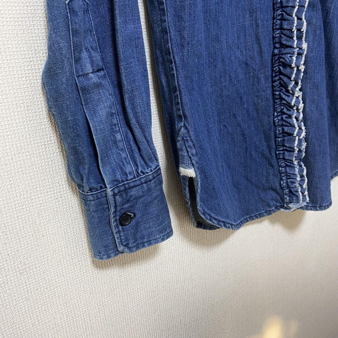 【極美品】イザベルマランエトワール デニム ブラウス フリル シャツ 長袖 38 ISABEL MARANT ETOILE デニム フリル シャツ ブラウス トップス