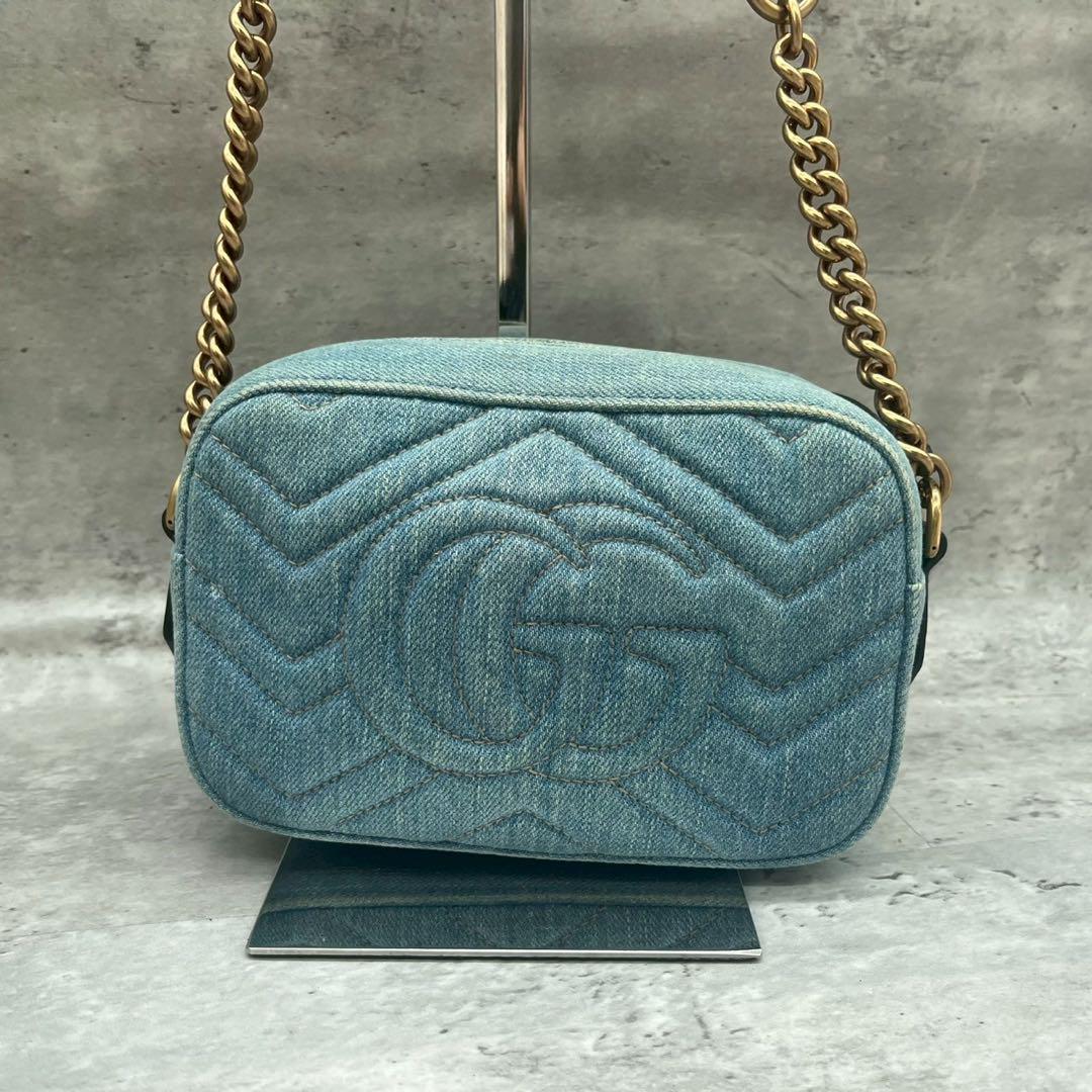 希少✨】GUCCI ショルダーバッグ GGマーモント デニム ビジュー 花