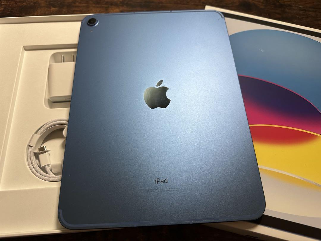 【タイムセール！】iPad第10世代WI-FI＋Cellular ブルー　保付き iPad Wi-Fi + Cellular 64GB - ブルー（第10世代）[整備済製品