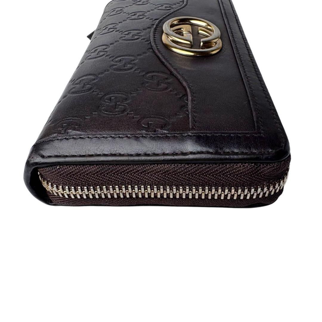 09 美品 GUCCI インターロッキング シマ 長財布 ラウンド
