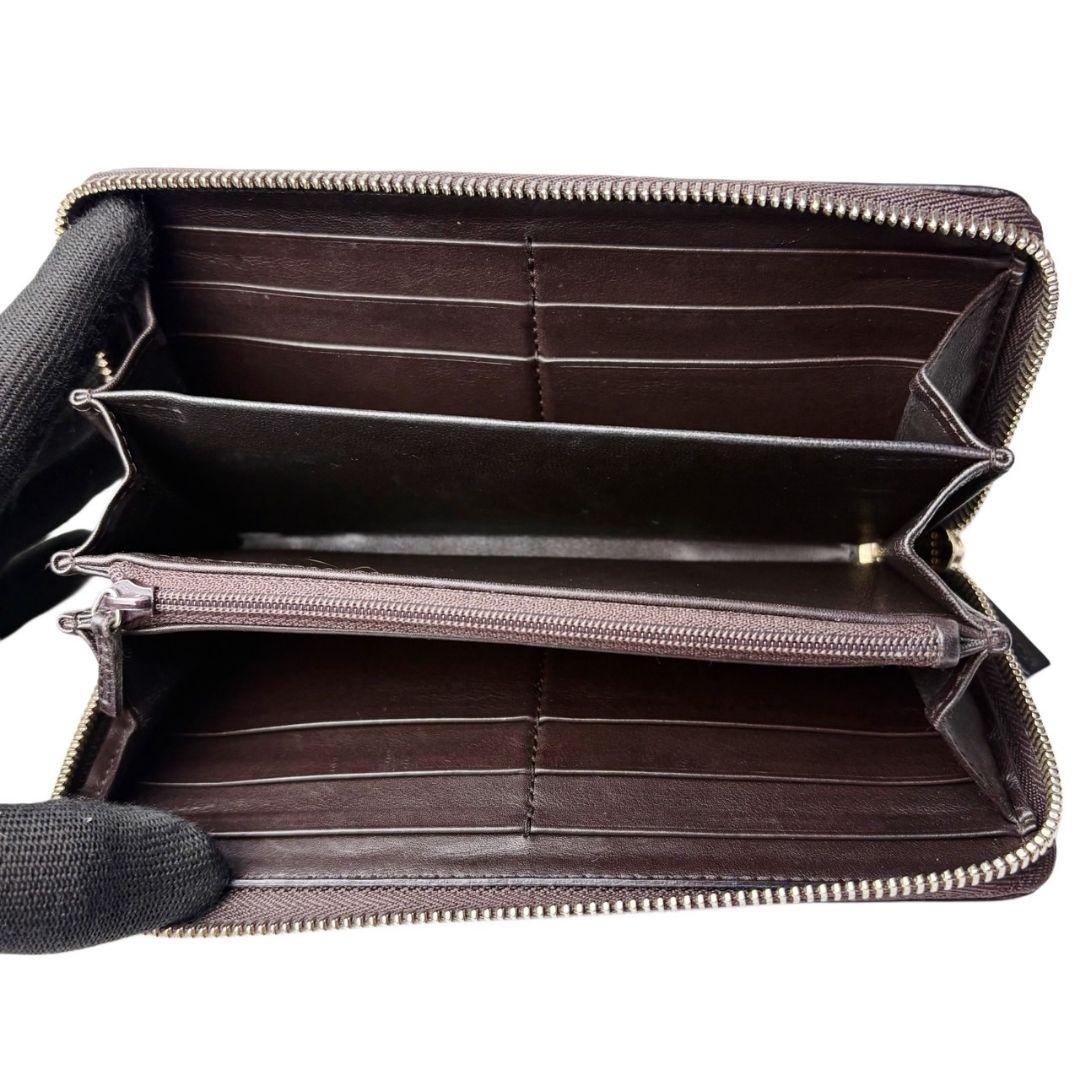 09 美品 GUCCI インターロッキング シマ 長財布 ラウンド