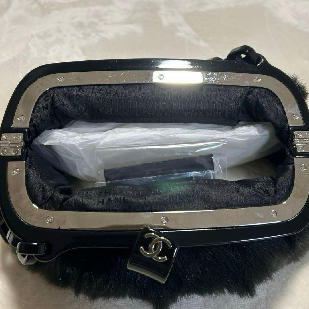 シャネル CHANEL プラチェーン がま口 バッグ ファー ブラック シャネル CHANEL プラチェーン がま口 バッグ ファー ブラック