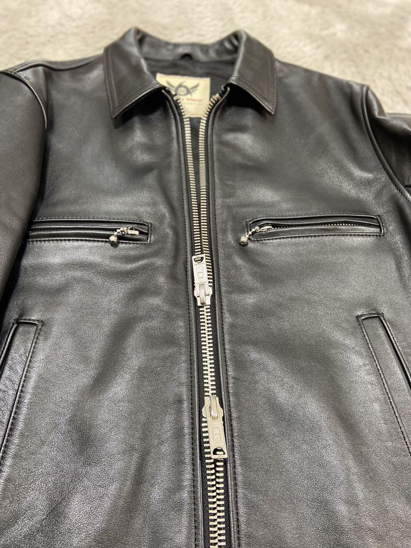 黒レザーシングルライダースジャケット