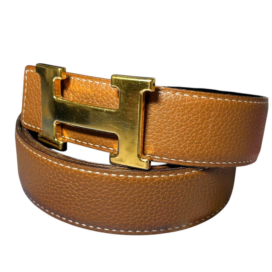 HERMES リバーシブルベルト　Hバックル　ゴールド　コンスタンス