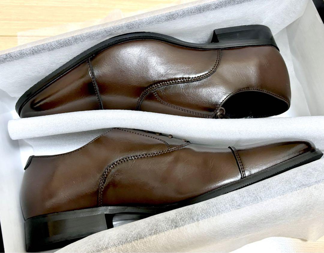 【新品/26.5】テットオム ダークブラウン ストレートチップ レザーシューズ