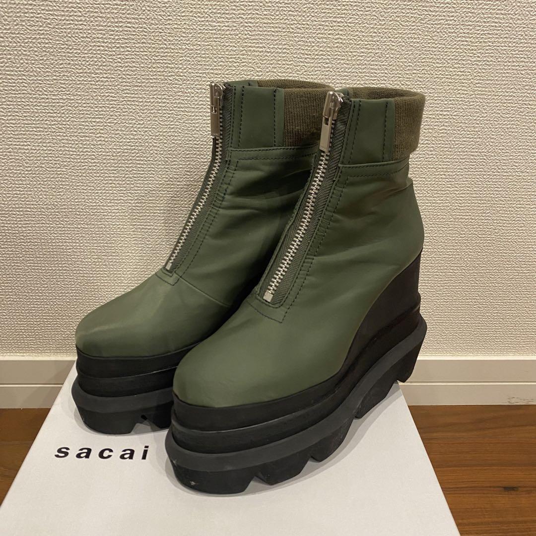 超安いオンライン sacai ナイロンツイル ショートウエッジブーツ