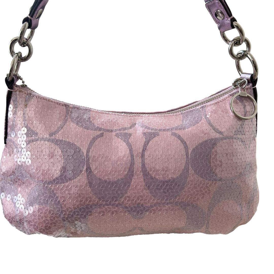 ✨美品✨ コーチ スパンコール ポピー ピンク 2way ショルダーバッグ