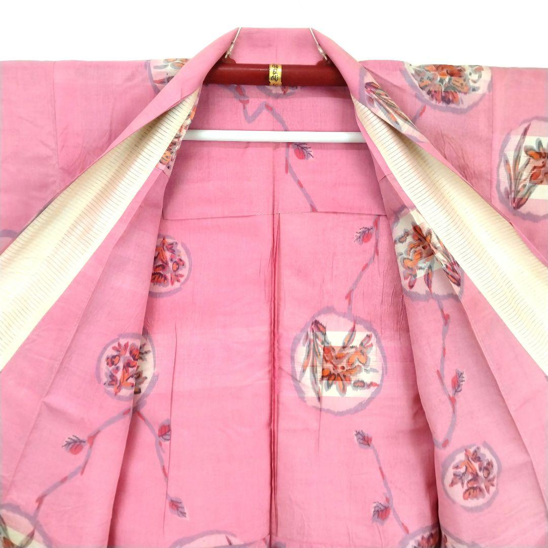 美品】夏着物 銘仙 単衣 正絹 花柄 身丈149 裄61 ピンク - メルカリ