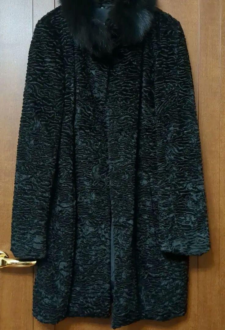 S MaxMara 黒 ファーコート ロング