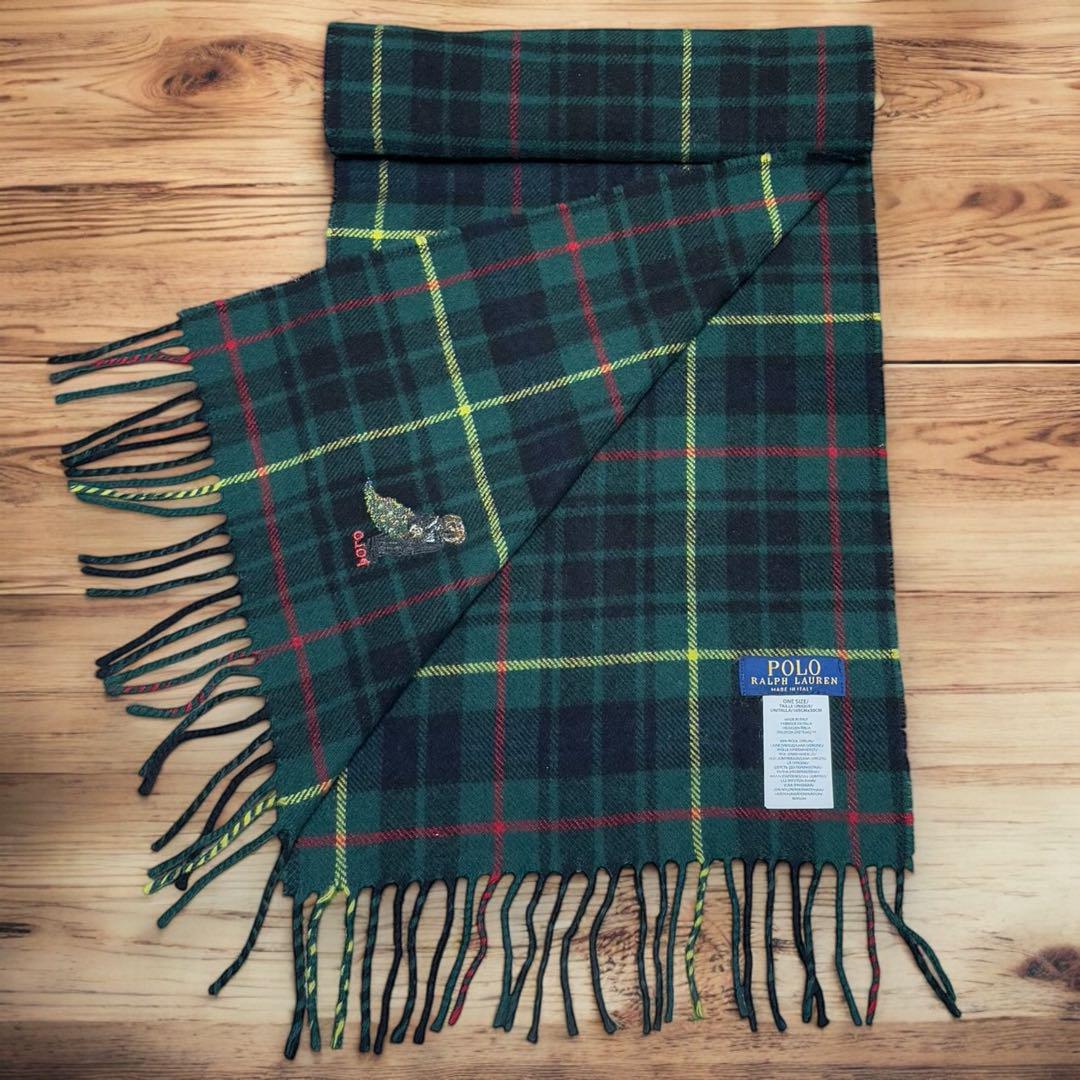 POLO RALPHLAUREN マフラー ポロベア イタリア製 チェック柄