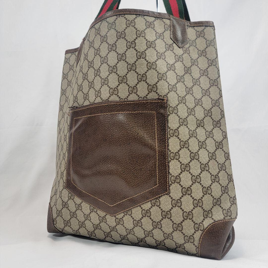 GUCCI トートバッグ 肩掛け A4可 シェリーライン GG柄 レザー PVC GUCCI トートバッグ 肩掛け A4可 シェリーライン GG柄 レザー PVC