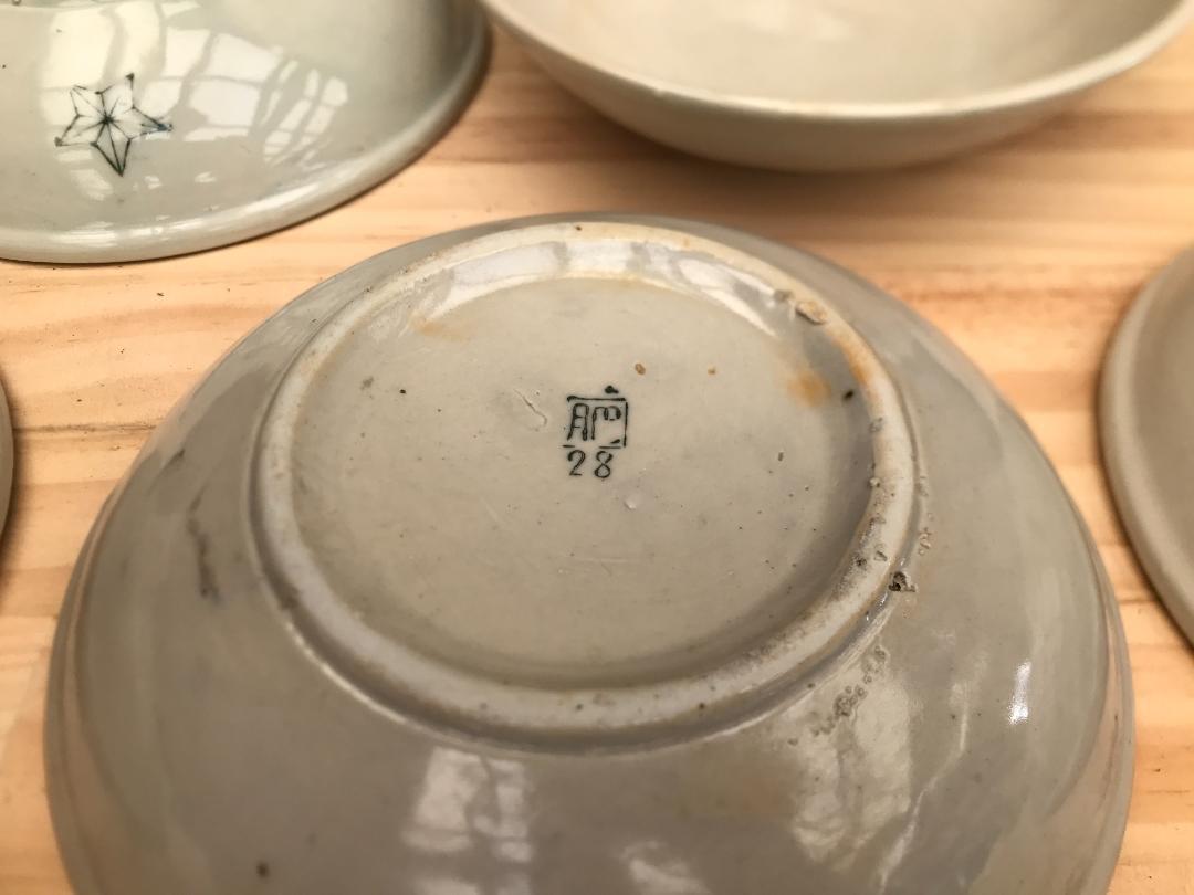 統制陶器肥-28・旧日本軍 陸軍 陶器 軍隊食器陸軍／日本軍　陶器平皿　5枚