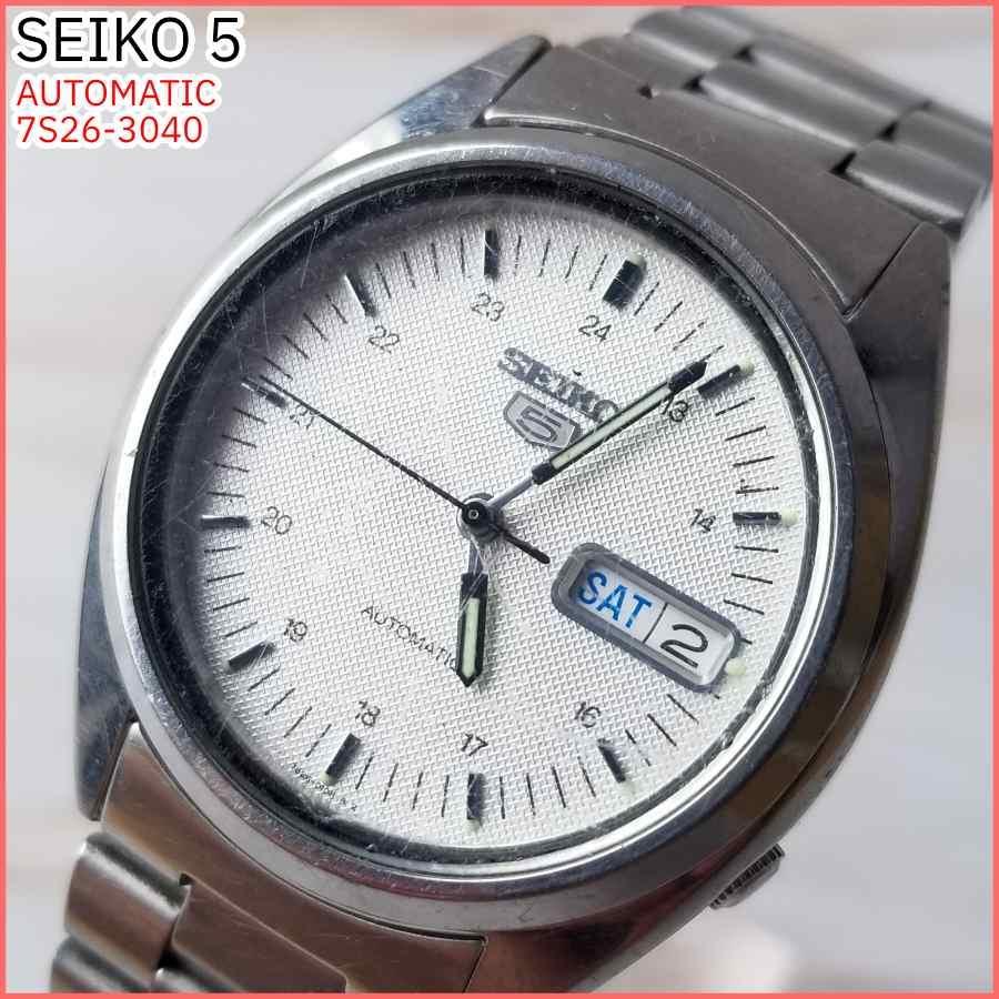 稼働 SEIKO5 腕時計 7S26-3040 自動巻き デイデイト 純正ブレス