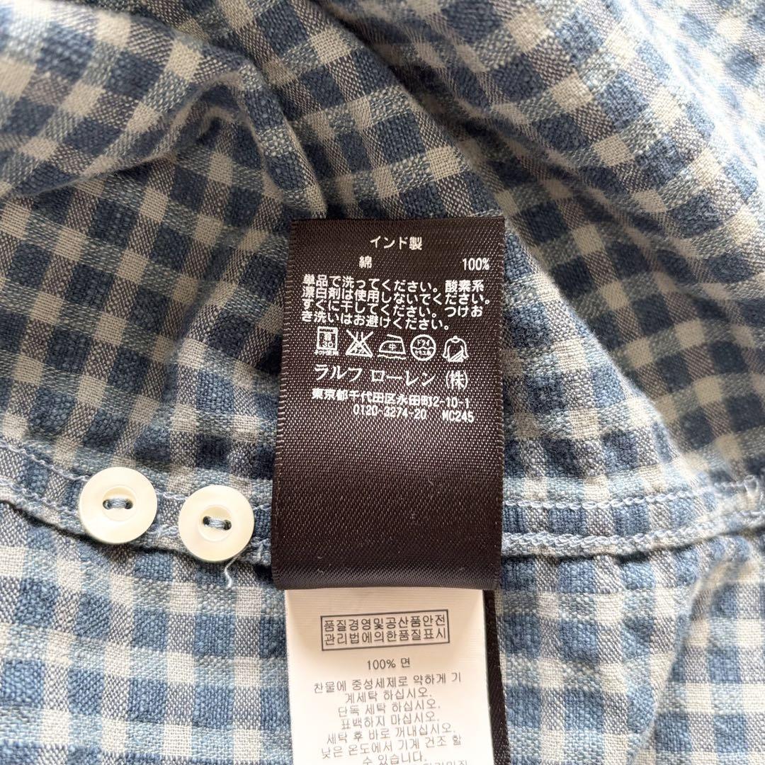 レトロ【RRL】インディゴ チェック柄 シアサッカー ワークシャツ org.jpg
