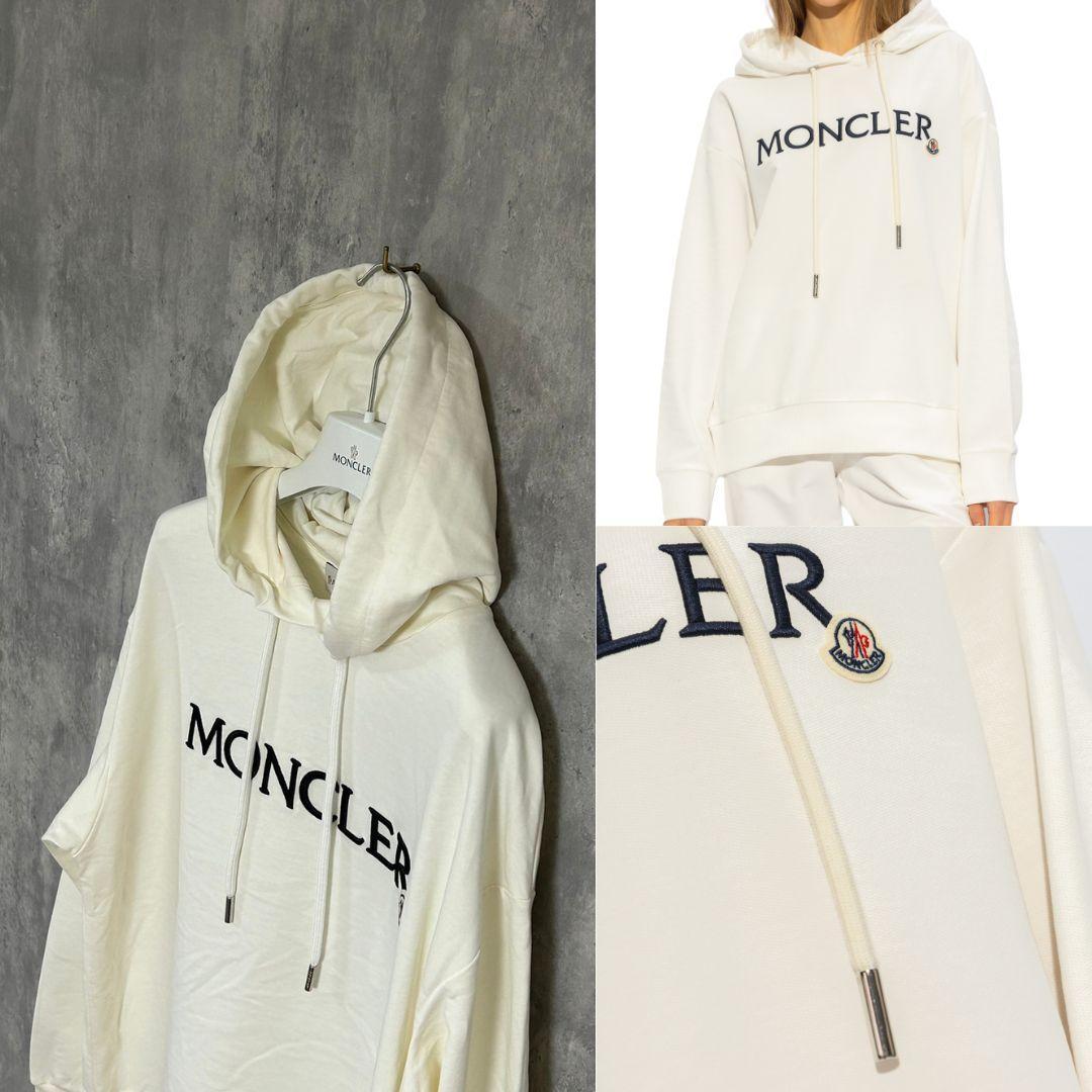 コリアグランドセール ☆新品未使用☆MONCLER logo アイボリー色 L パーカー patch パーカー