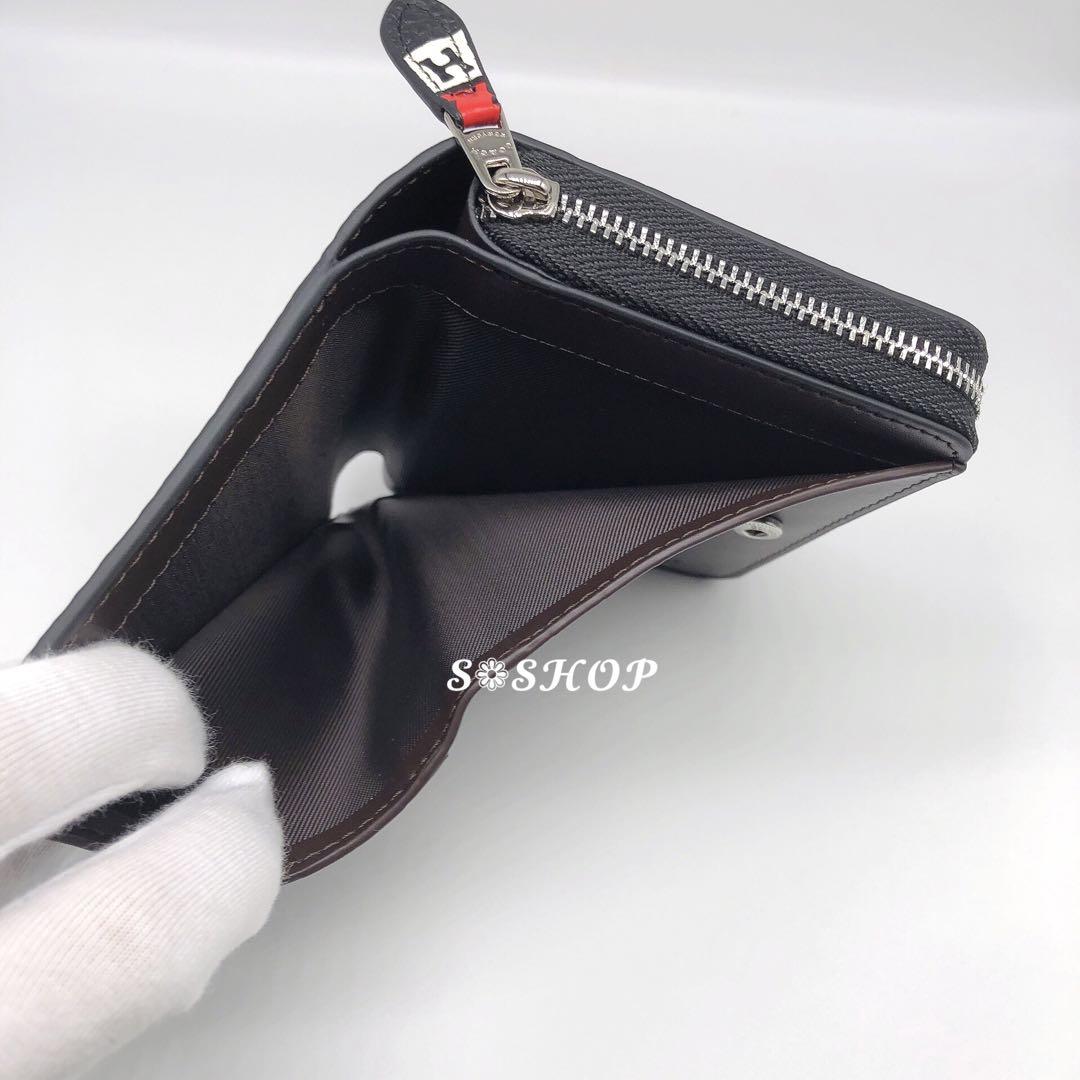 【新品】コーチ 折り財布 いちご柄 ブラック 箱/袋付き♪③