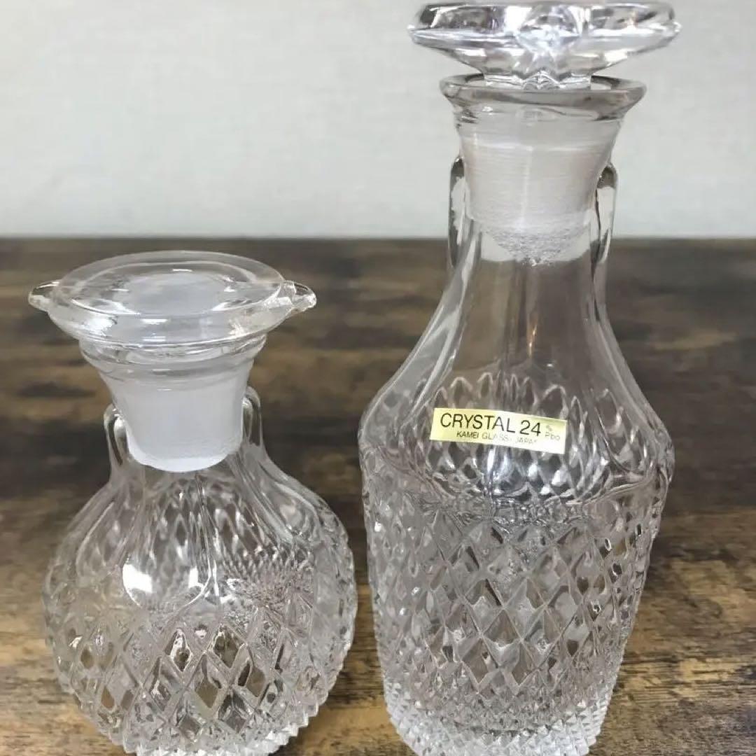 【未使用】昭和レトロ カメイ ガラス 調味料入  醤油さしクリスタル24