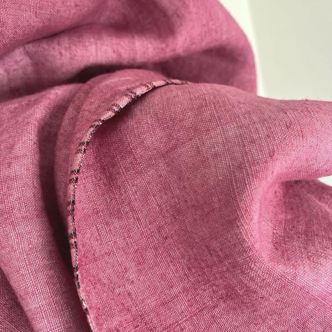 ドイツ19世紀　アンティーク　手織りリネン　手刺繍　大判リネンクロス　後染め