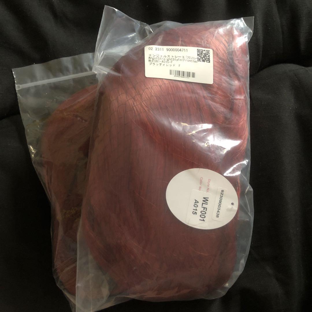 新品 エアリー ロング ウィッグ フロントレース レッド 赤 コスプレ
